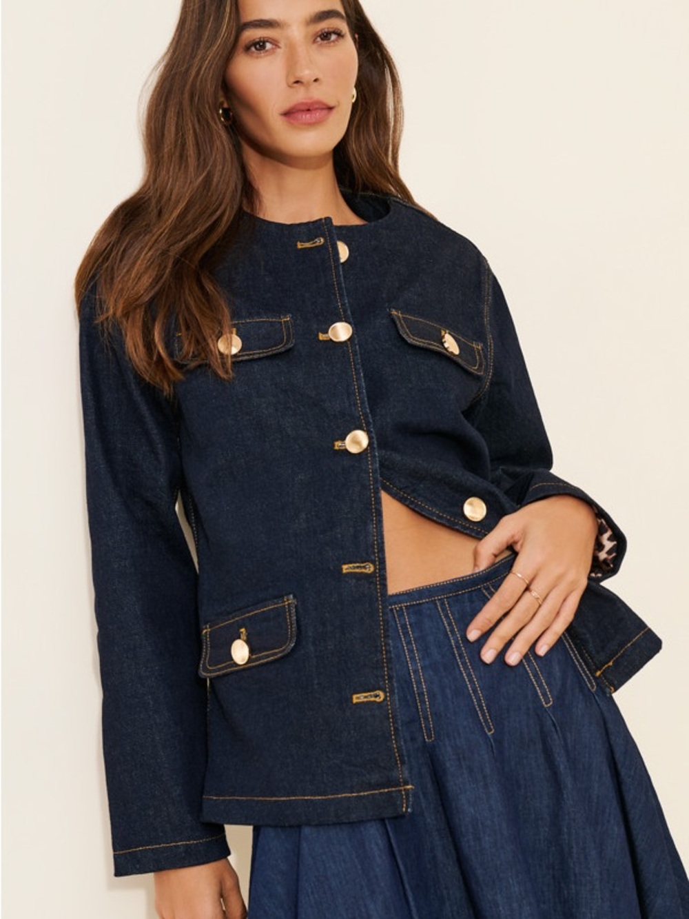 Denim Jacket with Leopard Lining